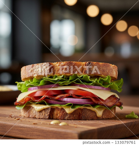 Fresh BLT sandwich with bacon and vegetables 133079761