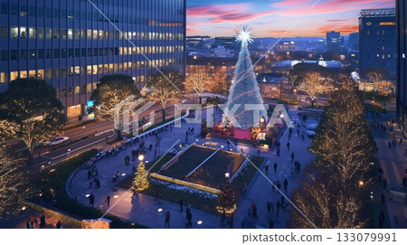 聖誕燈飾和城鎮景觀 聖誕燈飾和城鎮景觀 133079991