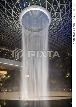 Changi Airport Jewel Falls Night Rain Vortex, Singapore 133080130