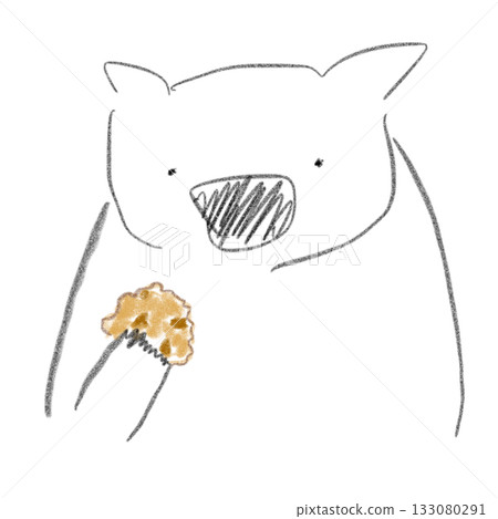 Illustration of a wombat eating a chocolate chip cookie Illustration of a wombat eating a chocolate chip cookie 133080291