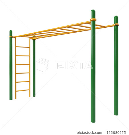 Colorful monkey bars a children's playground equipment for fun and active outdoor play Colorful monkey bars a children's playground equipment for fun and active outdoor play 133080655