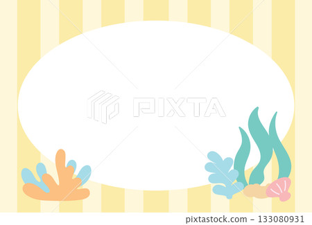 Pastel yellow stripe frame with seashell for under the sea template, aquarium, ocean, animal, zoo, souvenir shop, polaroid photo, post card, vacation poster, sticky note, memo note, notepad Pastel yellow stripe frame with seashell for under the sea template, aquarium, ocean, animal, zoo, souvenir shop, polaroid photo, post card, vacation poster, sticky note, memo note, notepad 133080931