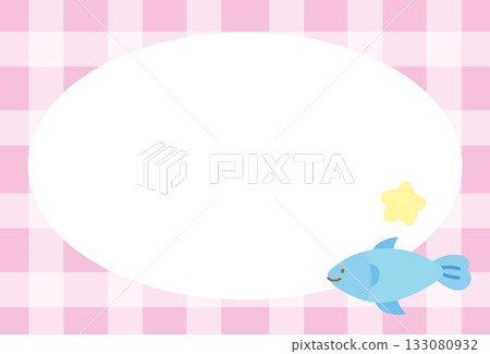 Pastel pink plaid frame with fish and starfish for under the sea template, aquarium, ocean, animal, zoo, souvenir shop, polaroid photo, post card, vacation poster, sticky note, memo note, notepads Pastel pink plaid frame with fish and starfish for under the sea template, aquarium, ocean, animal, zoo, souvenir shop, polaroid photo, post card, vacation poster, sticky note, memo note, notepads 133080932