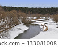 River landscape with banks covered in snow and ice 133081008