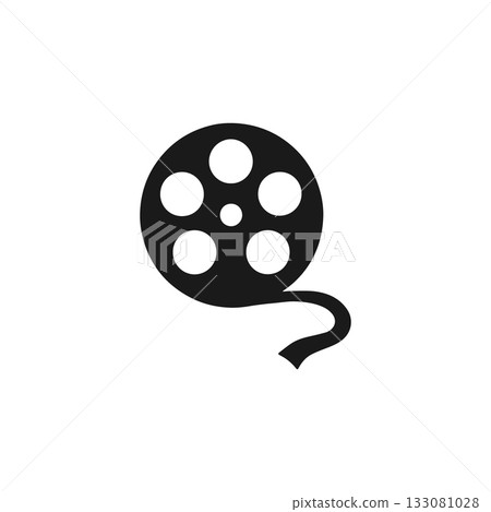 film reel silhouette black cinema media icon on white background 133081028