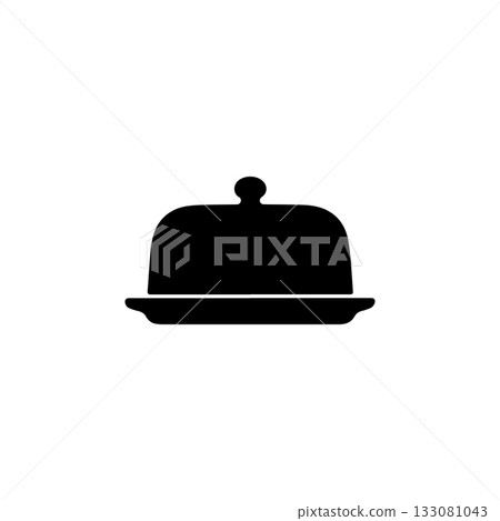 food cloche serving dome silhouette restaurant tray isolated on white background food cloche serving dome silhouette restaurant tray isolated on white background 133081043
