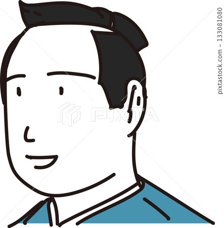 江戶時代一位梳著髮髻的男子的特寫插圖 江戶時代一位梳著髮髻的男子的特寫插圖 133081080