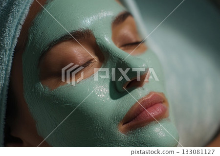 Relaxation and Rejuvenation With a Soothing Face Mask at a Beauty Treatment Generative AI 133081127
