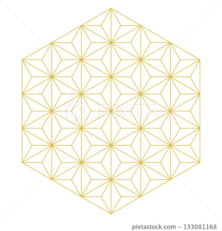 Golden hemp leaf pattern hexagon geometric Japanese pattern background Golden hemp leaf pattern hexagon geometric Japanese pattern background 133081168