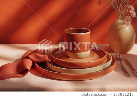 Dining Experience With Warm Tones, Elegant Table Setting, and Artistic Flair Generative AI Dining Experience With Warm Tones, Elegant Table Setting, and Artistic Flair Generative AI 133081213