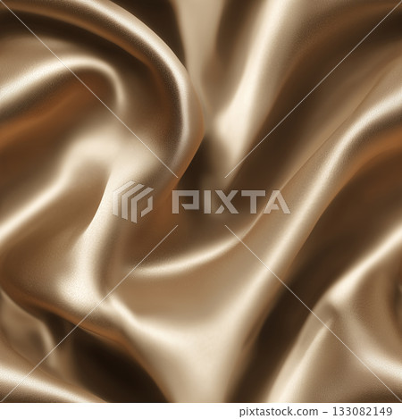 Luxurious seamless deep gold silk satin fabric background with elegant drape and soft deep folds 133082149