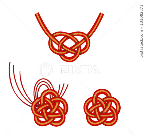 Mizuhiki hand-drawn illustration set 133082373