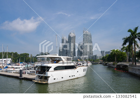Harbourfront Yacht Harbor and Cityscape, Singapore 133082541