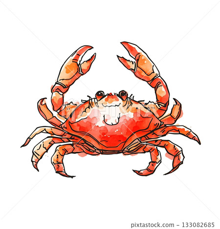 雪蟹水彩插圖 133082685