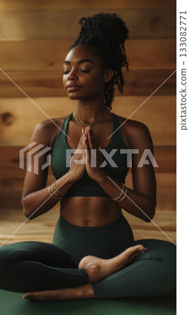 Woman Practicing Mindful Meditation in a Peaceful Setting 133082771