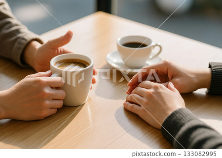 Coffee Chat in Warm Sunlight 133082995