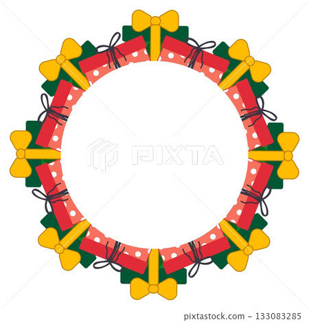 Christmas Gift Boxes Circular Frame Christmas Gift Boxes Circular Frame 133083285