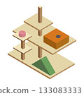 Simple cat tower isometric illustration material 133083333