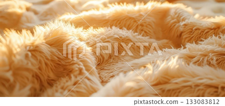 Soft beige fur texture in morning light Soft beige fur texture in morning light 133083812
