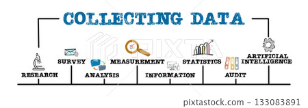 Collecting Data Concept. Illustration with keywords and icons. Horizontal web banner 133083891