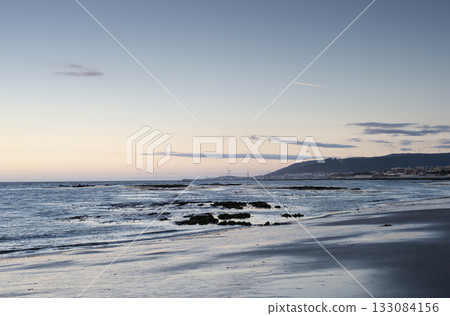 Sandy beach  twilight dusk Portugal 133084156