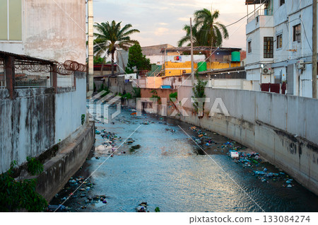 Dirty poluted  trash river  Angola 133084274