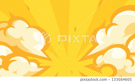 Cool American comic style landing smoke illustration material_Yellow_16:9 Cool American comic style landing smoke illustration material_Yellow_16:9 133084605