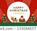 Christmas sale illustration of Santa riding a sleigh with reindeer 133084657