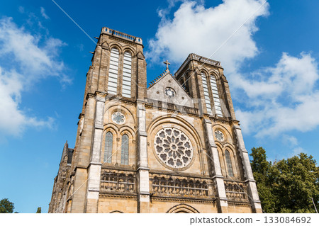 St. Andrew's Church in Bayonne, France, under a bright blue sky. St. Andrew's Church in Bayonne, France, under a bright blue sky. 133084692