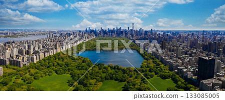 Manhattan Central Park and aerial skyline from helicopter during summer season in New York City, USA. Manhattan Central Park and aerial skyline from helicopter during summer season in New York City, USA. 133085005