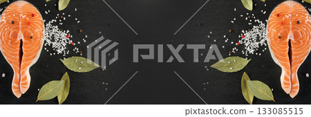 Raw Salmon Steak Background 133085515