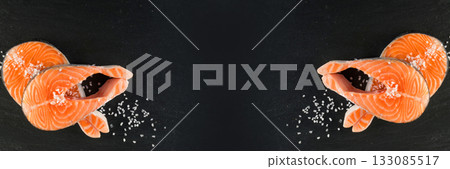 Raw Salmon Steak Background 133085517