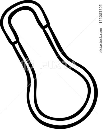 Hand-drawn black and white icon of a pin for embroidery, marker for knitting, sketch style illustration of sewing accessories. Simple doodle for tailoring and craft projects 133085805