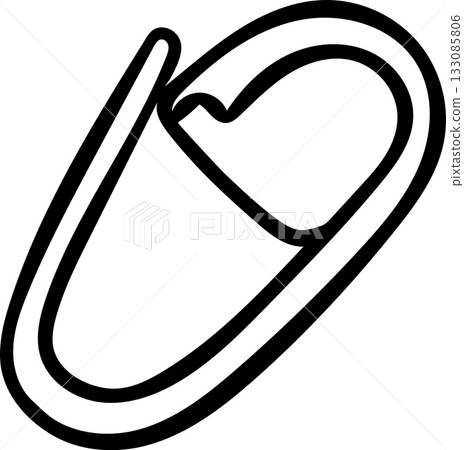 Sketch style sewing pin for embroidery, marker for knitting, in simple black and white line art. Craft accessory icon drawn as a doodle, minimalist illustration for needlework supplies 133085806