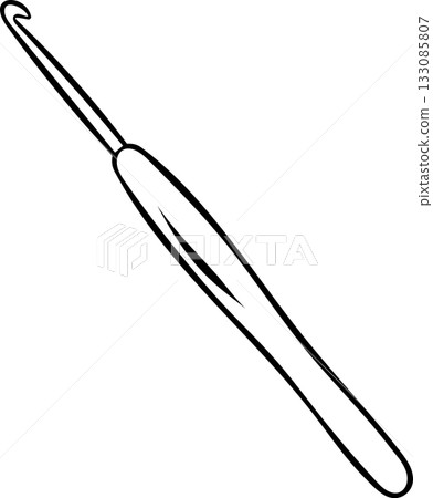 Hand-drawn black and white icon of a crochet hook, sketch style illustration of knitting and yarn craft tool. Simple doodle for handmade crochet and DIY craft projects Hand-drawn black and white icon of a crochet hook, sketch style illustration of knitting and yarn craft tool. Simple doodle for handmade crochet and DIY craft projects 133085807
