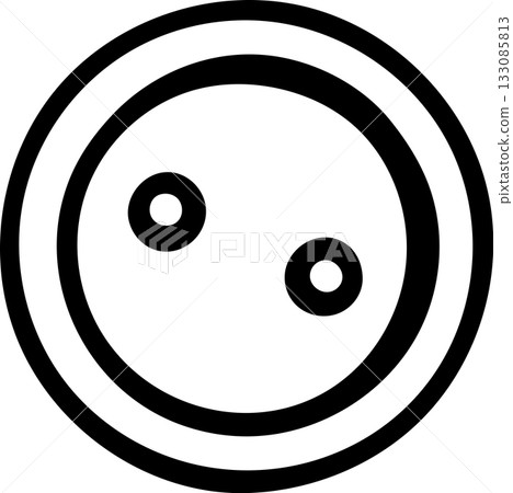 Hand-drawn black and white icon of a round sewing button, sketch style illustration for embroidery and tailoring accessories. Simple doodle for craft and DIY fashion projects Hand-drawn black and white icon of a round sewing button, sketch style illustration for embroidery and tailoring accessories. Simple doodle for craft and DIY fashion projects 133085813
