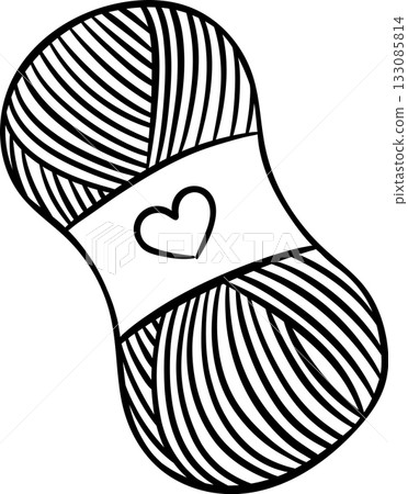 Hand-drawn black and white icon of a skein of yarn for knitting, sketch style illustration of wool thread for handicrafts. Simple doodle for knitting and crochet concepts Hand-drawn black and white icon of a skein of yarn for knitting, sketch style illustration of wool thread for handicrafts. Simple doodle for knitting and crochet concepts 133085814