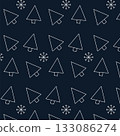 Minimalist Christmas tree pattern, modern winter background with geometric pine shapes, holiday design. Vector illustration 133086274