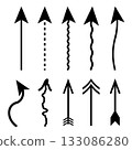Set of different arrows, hand drawn collection of direction and movement symbols, doodle sketch arrows, navigation and infographic icons. Vector illustration 133086280