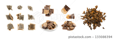 Used Teabag Isolated, Old Wet Tea Bag, Biodegradable Garbage, Eco Bio Used Teabag Used Teabag Isolated, Old Wet Tea Bag, Biodegradable Garbage, Eco Bio Used Teabag 133086394