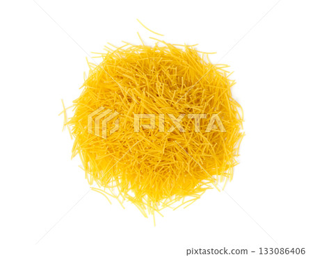Raw vermicelli, gold soup pasta, small scattered homemade noodles, thin macaroni Raw vermicelli, gold soup pasta, small scattered homemade noodles, thin macaroni 133086406