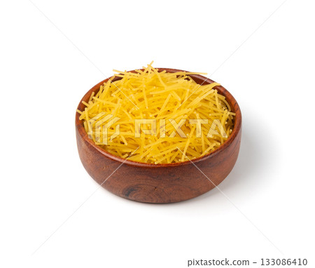 Raw vermicelli, gold soup pasta, small scattered homemade noodles, thin macaroni 133086410