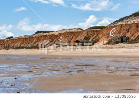 The rock formations at Canoa Quebrada Beach at Canoa Quebrada, state of Ceara, Brazil The rock formations at Canoa Quebrada Beach at Canoa Quebrada, state of Ceara, Brazil 133086556