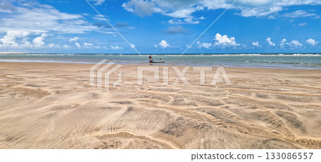 Fishermen at Canoa Quebrada Beach at Aracati in Ceara, Brazil. Bay Coastline 133086557