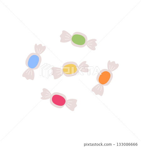 Colorful round wrapped candy logo, sweet food illustration Colorful round wrapped candy logo, sweet food illustration 133086666