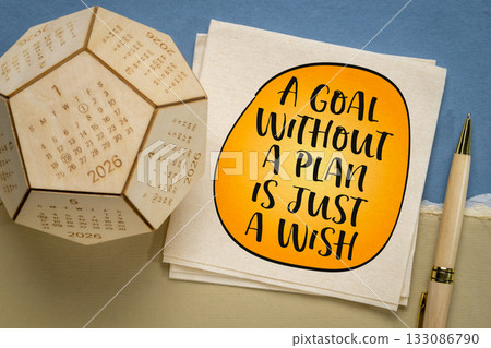 a goal without a plan is just a wish - motivational note, personal development, business or career concept 133086790