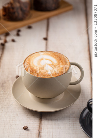 Latte coffee with foam art 133087071