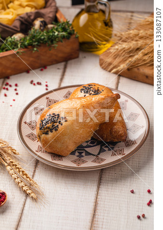 Traditional baked samsa pastry Traditional baked samsa pastry 133087107