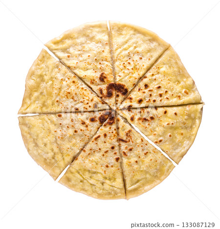 Isolated khychin flatbread with cheese Isolated khychin flatbread with cheese 133087129