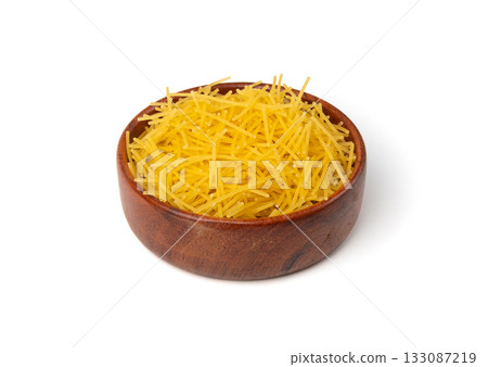 Raw vermicelli, gold soup pasta, small scattered homemade noodles, thin macaroni 133087219